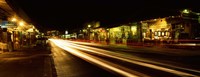 Streaks of lights on the road in a city at night, Lahaina, Maui, Hawaii, USA Fine Art Print
