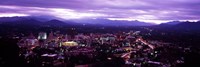 Aerial view of a city lit up at dusk, Asheville, Buncombe County, North Carolina, USA 2011 Fine Art Print