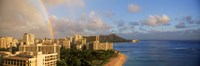 Rainbow over the beach, Diamond Head, Waikiki Beach, Oahu, Honolulu, Hawaii, USA Fine Art Print