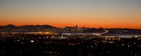 City view at dusk, Oakland, San Francisco Bay, San Francisco, California, USA Fine Art Print