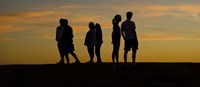 Silhouette of people on a hill, Baldwin Hills Scenic Overlook, Los Angeles County, California, USA by Panoramic Images - 27" x 9"