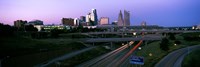 Highway interchange and skyline at sunset, Kansas City, Missouri, USA Fine Art Print