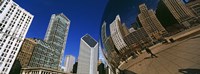 Reflection of buildings on Cloud Gate sculpture, Millennium Park, Chicago, Cook County, Illinois, USA Fine Art Print