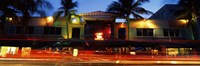 Traffic in front of a building at dusk, Art Deco District, South Beach, Miami Beach, Miami-Dade County, Florida, USA Fine Art Print