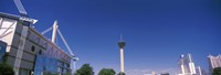 Buildings in a city, Alamodome, Tower of the Americas, San Antonio Marriott, Grand Hyatt San Antonio, San Antonio, Texas, USA Fine Art Print