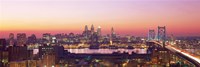 Arial View Of The City At Twilight, Philadelphia, Pennsylvania, USA Fine Art Print