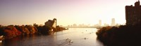 Boats in the river with cityscape in the background, Head of the Charles Regatta, Charles River, Boston, Massachusetts, USA Fine Art Print