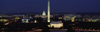 Buildings Lit Up At Night, Washington Monument, Washington DC, District Of Columbia, USA Fine Art Print