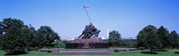 War memorial with Washington Monument in the background, Iwo Jima Memorial, Arlington, Virginia, USA Fine Art Print