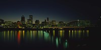 Buildings lit up at night, Willamette River, Portland, Oregon, USA Fine Art Print