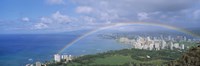 Rainbow Over A City, Waikiki, Honolulu, Oahu, Hawaii, USA Fine Art Print