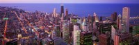 Aerial View of Chicago with Purple Sky Fine Art Print