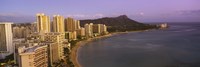 High angle view of buildings at the waterfront, Waikiki Beach, Honolulu, Oahu, Hawaii, USA Fine Art Print