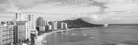 Diamond Head, Waikiki, Oahu, Honolulu, Hawaii (black & white) Fine Art Print