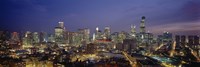 High Angle View Of Buildings Lit Up At Dusk, Chicago, Illinois, USA Fine Art Print
