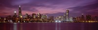 Chicago with Purple Night Sky Fine Art Print