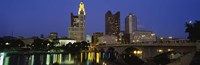 Buildings lit up at night, Columbus, Scioto River, Ohio, USA by Panoramic Images - 36" x 12"