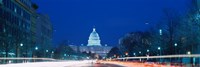 Government building lit up at dusk, Capitol Building, Pennsylvania Avenue, Washington DC, USA Fine Art Print