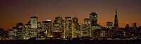 Skyscrapers lit up at night, San Francisco, California, USA Fine Art Print