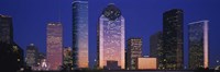 Houston skyscrapers at night, Texas Fine Art Print