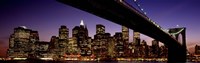 Night Brooklyn Bridge Skyline New York City NY USA Fine Art Print