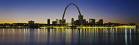 City lit up at night, Gateway Arch, Mississippi River, St. Louis, Missouri Fine Art Print