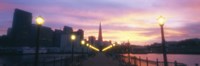 Illuminated lampposts on a pier, San Francisco, California, USA Fine Art Print