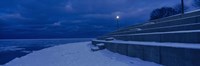 Snow on steps at the lakeside, Lake Michigan, Chicago, Cook County, Illinois, USA Fine Art Print