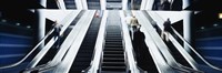 Group of people on escalators at an airport, O'Hare Airport, Chicago, Illinois, USA Fine Art Print