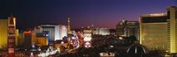 Buildings Lit Up At Night, Las Vegas, Nevada, USA (purple sky) by Panoramic Images - 36" x 12"