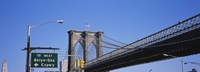 Low angle view of a bridge, Brooklyn Bridge, Manhattan, New York City, New York State, USA Fine Art Print