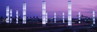 Light sculptures lit up at night, LAX Airport, Los Angeles, California, USA Fine Art Print