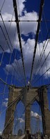 Low angle view of a bridge, Brooklyn Bridge, Manhattan (color, vertical) Fine Art Print
