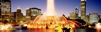 Fountain lit up at dusk, Buckingham Fountain, Chicago, Illinois, USA Fine Art Print
