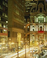 Building lit up at night, City Hall, Philadelphia, Pennsylvania, USA Fine Art Print