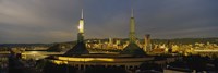 Towers Illuminated At Dusk, Convention Center, Portland, Oregon, USA by Panoramic Images - 36" x 12"
