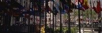 Flags in a row, Rockefeller Plaza, Manhattan, New York City, New York State, USA Fine Art Print