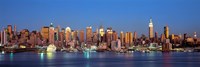 Panoramic View of New York City from the Water at Night Fine Art Print