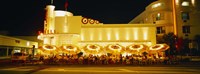 Restaurant lit up at night, Miami, Florida, USA Fine Art Print