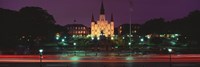 Buildings lit up at night, Jackson Square, St. Louis Cathedral, French Quarter, New Orleans, Louisiana, USA Fine Art Print