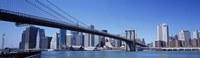 New York City, Brooklyn Bridge, Skyscrapers in a city Fine Art Print