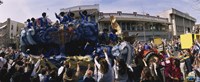 Crowd of people cheering a Mardi Gras Parade, New Orleans, Louisiana, USA Fine Art Print