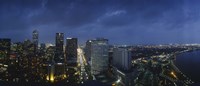 High angle view of buildings in a city lit up at night, New Orleans, Louisiana, USA Fine Art Print