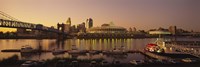 Buildings in a city lit up at dusk, Cincinnati, Ohio, USA by Panoramic Images - 36" x 12" - $34.99