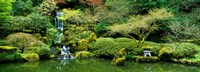 Waterfall in a garden, Japanese Garden, Washington Park, Portland, Oregon, USA Fine Art Print