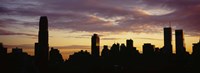 Silhouette of skyscrapers at sunset, Manhattan, New York City, New York State, USA Fine Art Print