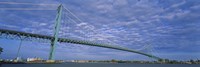 Low angle view of a suspension bridge over the river, Ambassador Bridge, Detroit River, Detroit, Michigan, USA Fine Art Print