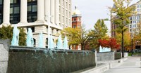 Fountains in front of a memorial, US Navy Memorial, Washington DC, USA Fine Art Print