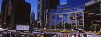 Traffic on the road in front of buildings, Columbus Circle, Manhattan, New York City, New York State, USA Fine Art Print