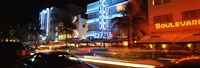 Buildings at the roadside, Ocean Drive, South Beach, Miami Beach, Florida by Panoramic Images - 36" x 12"